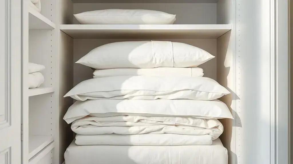 Organização de Roupas de Cama: 8 Métodos Para Economizar Espaço [Armário de Roupa Branca]